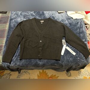 Women's Black Aqua Cashmere Cardigan V-neck